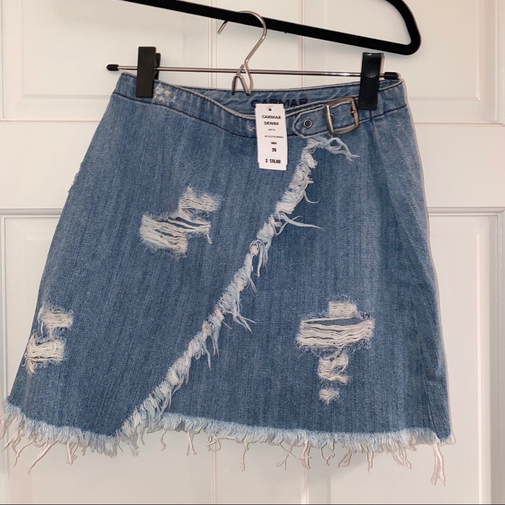 Carmar LF distressed ripped jean skirt